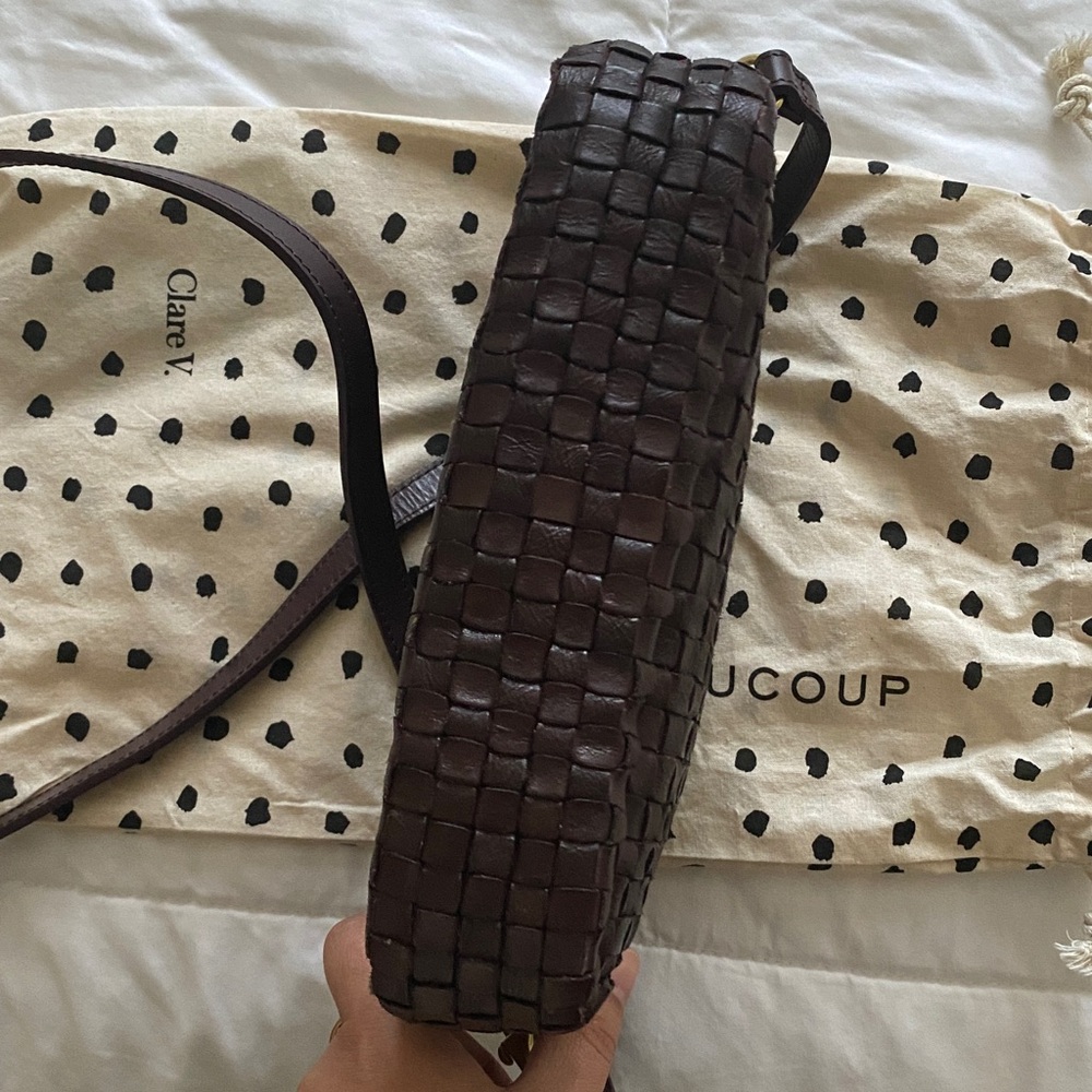 Clare V Dark Plum Woven midi sac Crossbody Bag - Picture 4 of 11